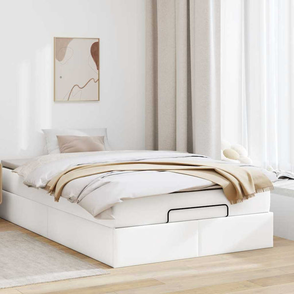Ottoman Bett mit Matratze Weiß 120x200 cm