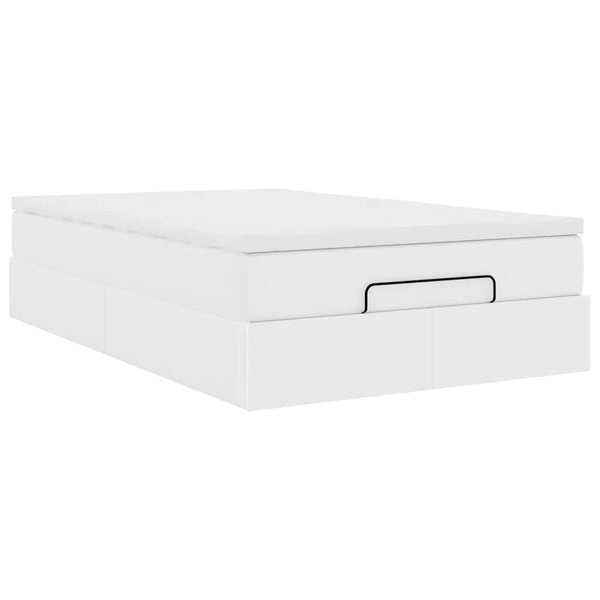 Ottoman Bett mit Matratze Weiß 120x200 cm