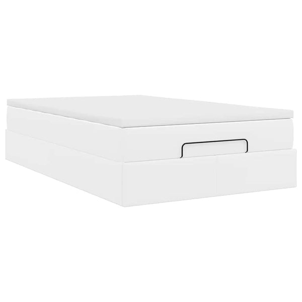 Ottoman Bett mit Matratze Weiß 120x200 cm