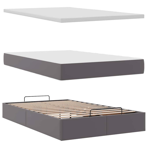 Ottoman Bett mit Matratze Grau 120x200 cm