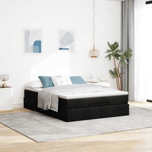 Ottoman Bett mit Matratze 140x190 cm Kunstleder Schwarz
