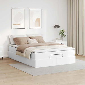 Ottoman Bett mit Matratze Weiß 140x190 cm