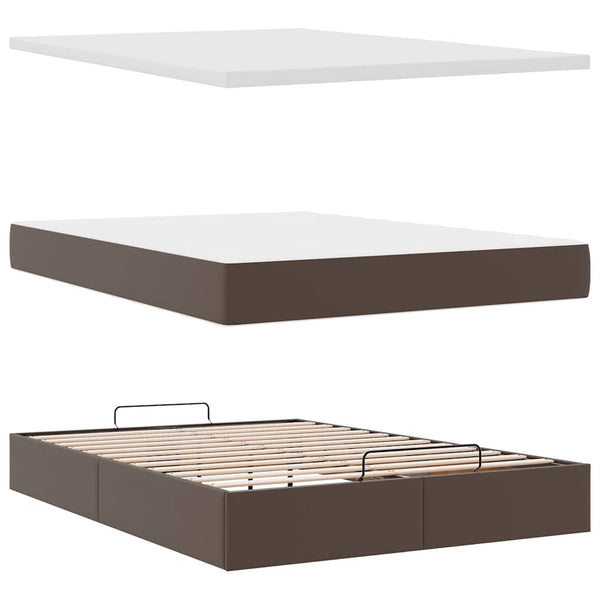 Ottoman Bett mit Matratze Braun 140x190 cm
