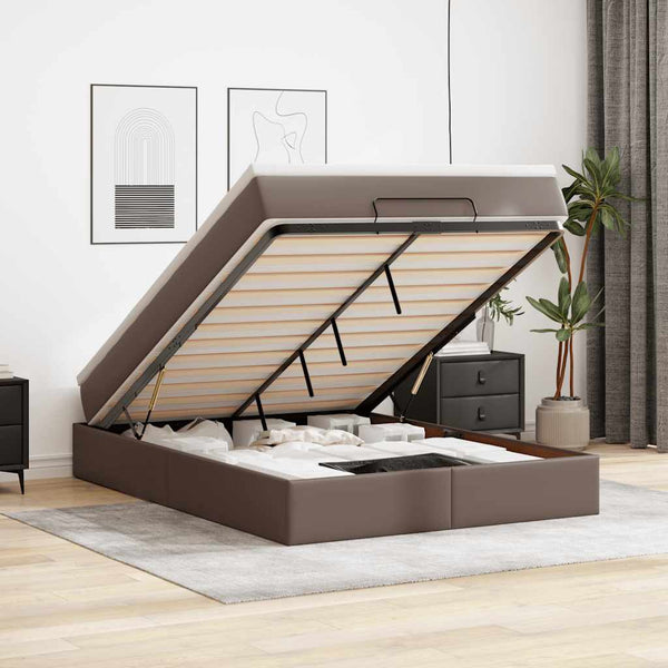 Ottoman Bett mit Matratze Braun 140x190 cm