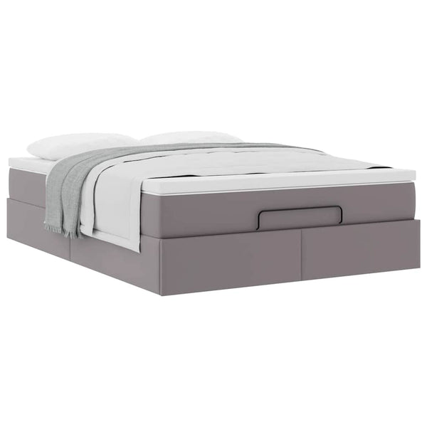 Ottoman Bett mit Matratze Grau 140x190 cm