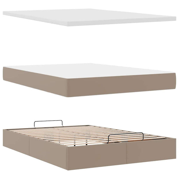 Ottoman Bett mit Matratze Cappuccino 140x190 cm