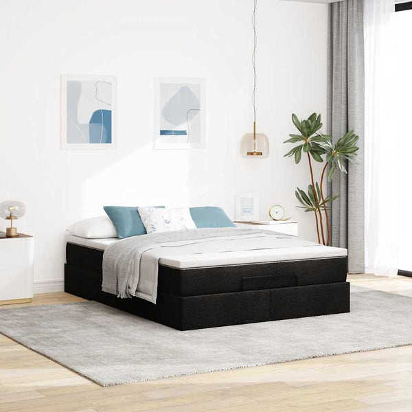 Ottoman Bett mit Matratze 140x200 cm Schwarz
