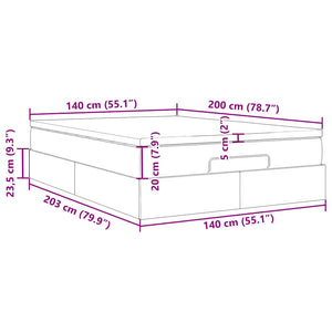 Ottoman Bett mit Matratze 140x200 cm Schwarz