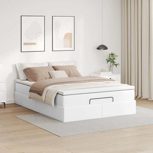 Ottoman Bett mit Matratze Weiß 140x200 cm