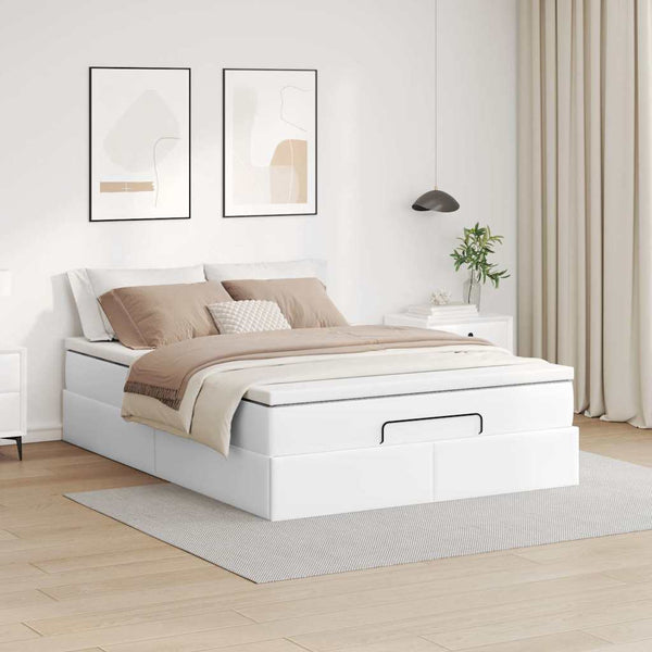 Ottoman Bett mit Matratze Weiß 140x200 cm