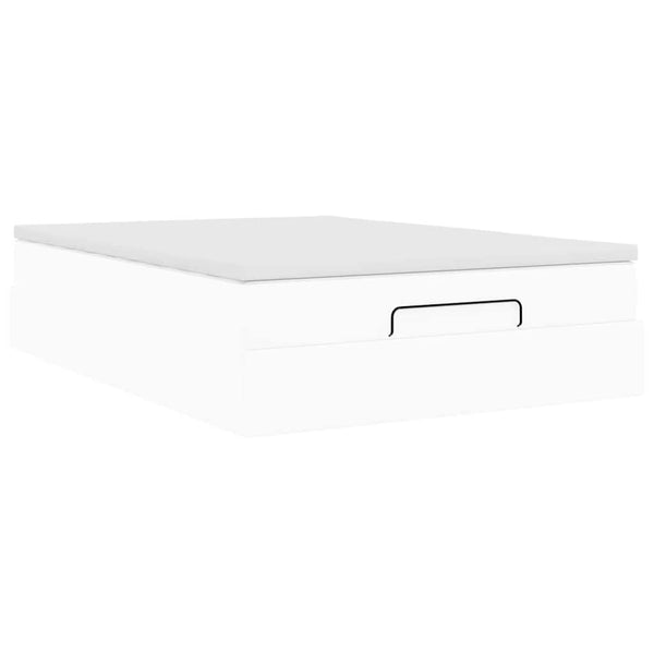 Ottoman Bett mit Matratze Weiß 140x200 cm
