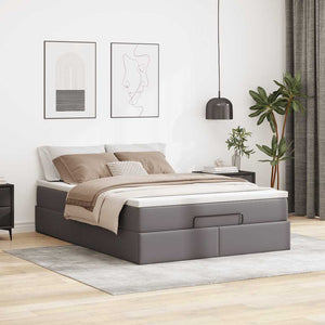 vidaXL Lit ottoman avec matelas Gris 140x200 cm Similicuir