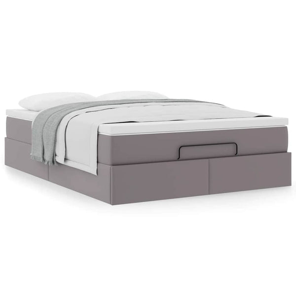 vidaXL Lit ottoman avec matelas Gris 140x200 cm Similicuir