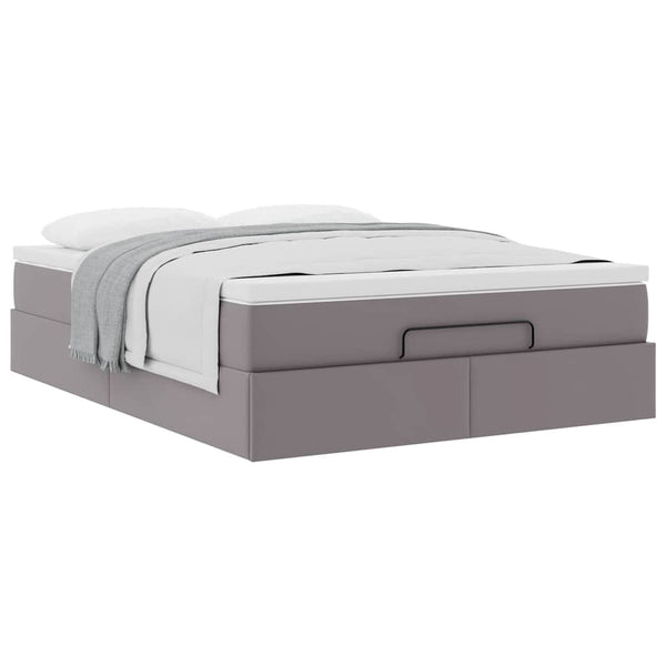 vidaXL Lit ottoman avec matelas Gris 140x200 cm Similicuir