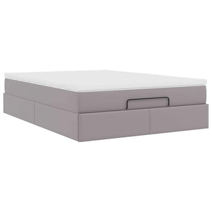 vidaXL Lit ottoman avec matelas Gris 140x200 cm Similicuir