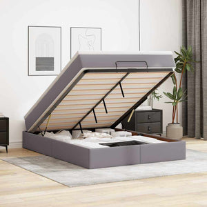 vidaXL Lit ottoman avec matelas Gris 140x200 cm Similicuir
