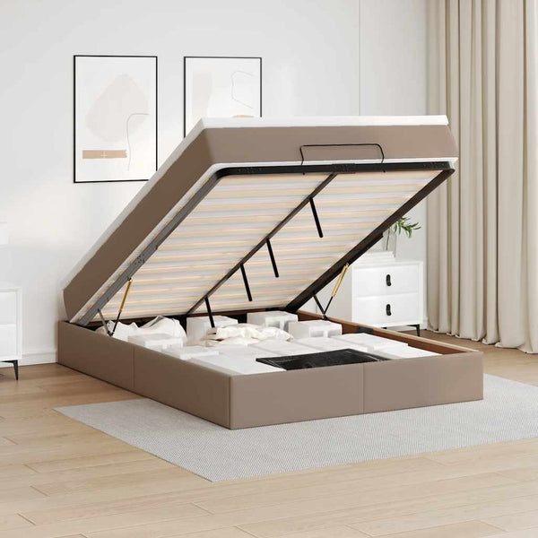 Ottoman Bett mit Matratze Cappuccino 140x200cm