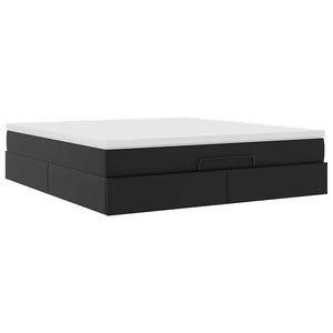 Ottoman Bett mit Matratze 160x200 cm Kunstleder Schwarz
