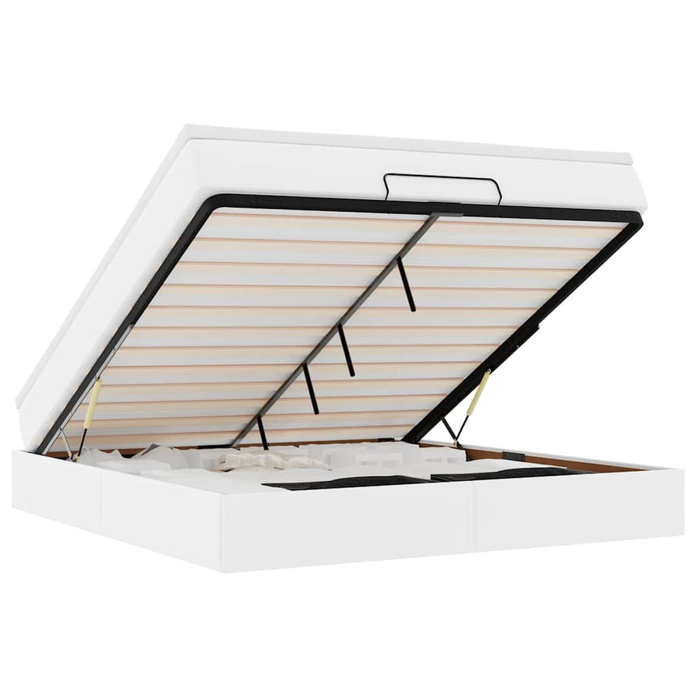 vidaXL Lit-coffre avec matelas Blanc 160x200 cm Similicuir