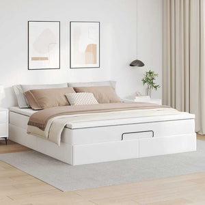 Ottoman Bett mit Matratze Weiß 160x200 cm