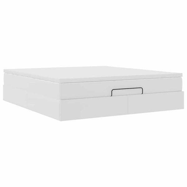 Ottoman Bett mit Matratze Weiß 180x200 cm