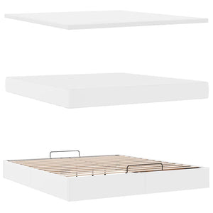 Ottoman Bett mit Matratze Weiß 180x200 cm