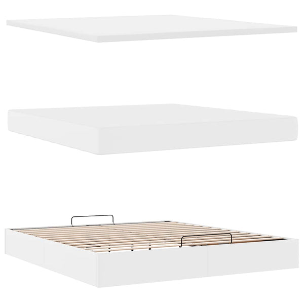 Ottoman Bett mit Matratze Weiß 180x200 cm