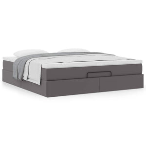 Ottoman Bett mit Matratze Grau 180x200 cm