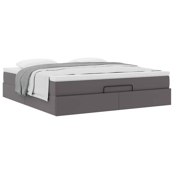 Ottoman Bett mit Matratze Grau 180x200 cm