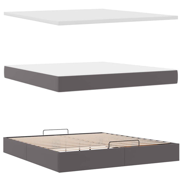 Ottoman Bett mit Matratze Grau 180x200 cm
