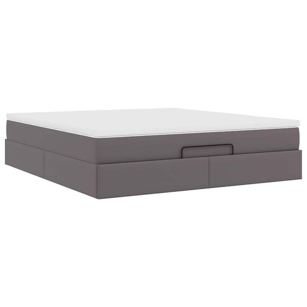 Ottoman Bett mit Matratze Grau 180x200 cm