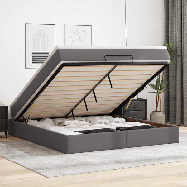 Ottoman Bett mit Matratze Grau 180x200 cm