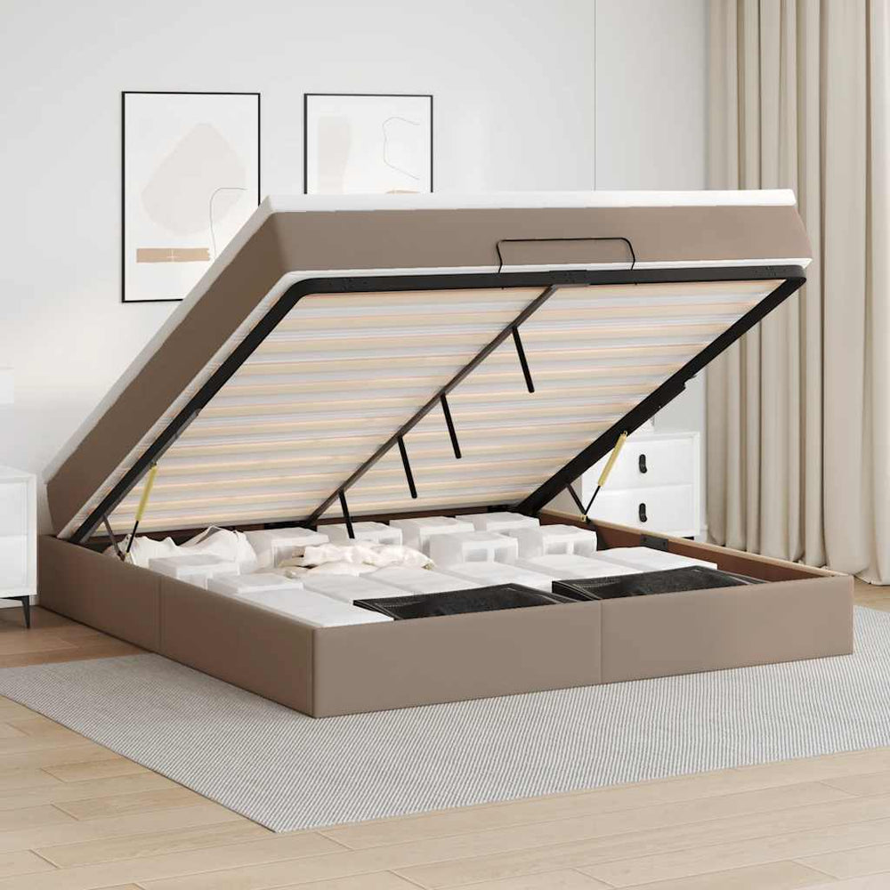 vidaXL Lit ottoman avec matelas marron cappuccino 180x200cm cuir artificiel