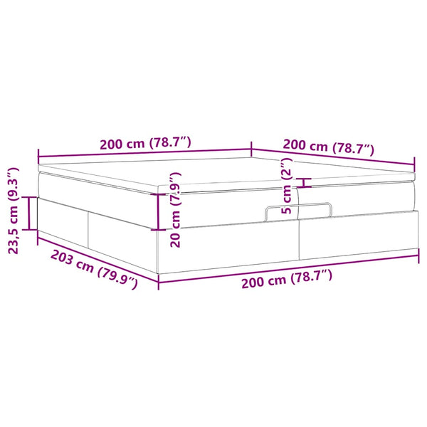 Ottoman Bett mit Matratzen 200x200 cm Kunstleder Schwarz