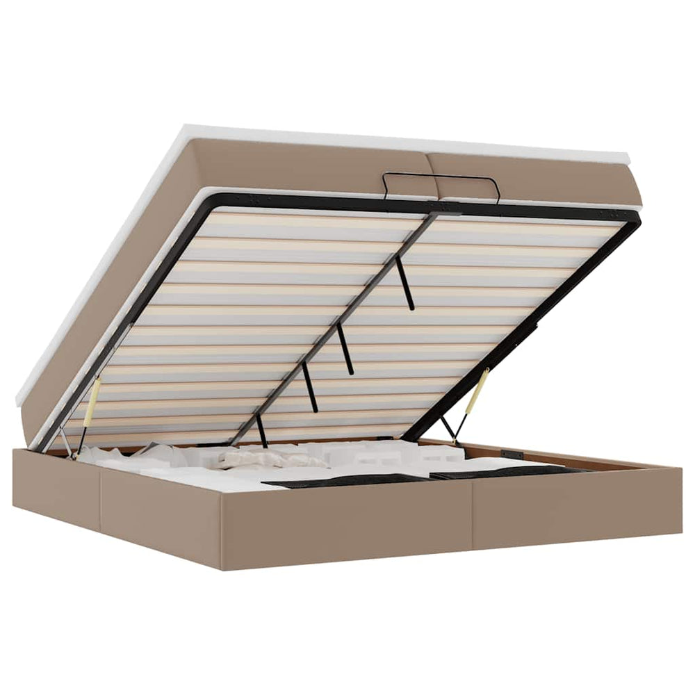 vidaXL Lit Ottoman avec matelas cappuccino 200x200cm similicuir
