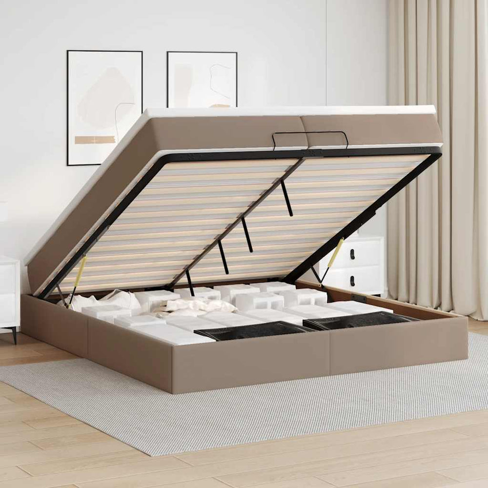 vidaXL Lit Ottoman avec matelas cappuccino 200x200cm similicuir