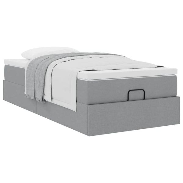 vidaXL Lit Ottoman avec matelas Gris clair 80x200 cm Tissu