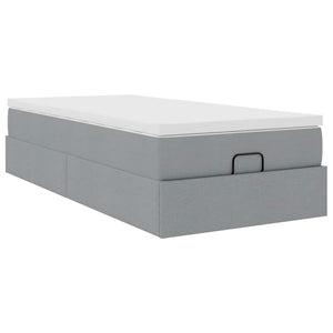 vidaXL Lit Ottoman avec matelas Gris clair 80x200 cm Tissu
