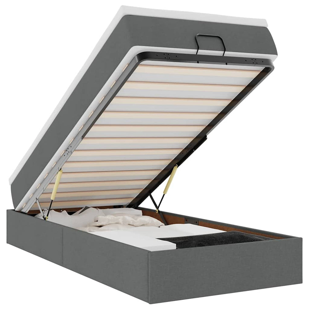 vidaXL Lit coffre avec matelas Gris foncé 80x200 cm Tissu
