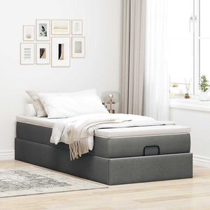 Ottoman Bett mit Matratze Dunkelgrau 80x200 cm