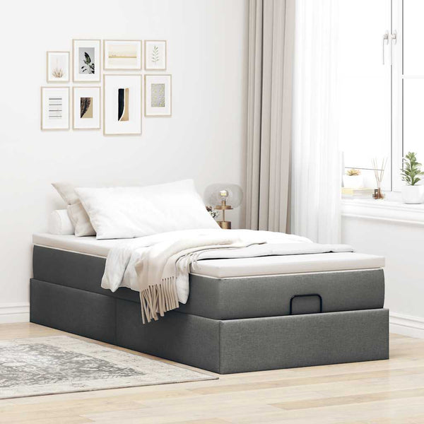 Ottoman Bett mit Matratze Dunkelgrau 80x200 cm