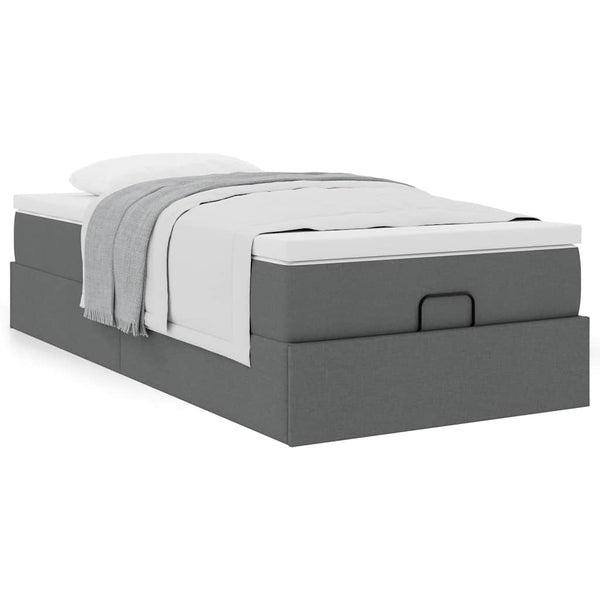 Ottoman Bett mit Matratze Dunkelgrau 80x200 cm