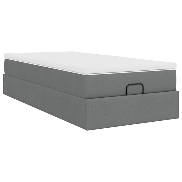 Ottoman Bett mit Matratze Dunkelgrau 80x200 cm