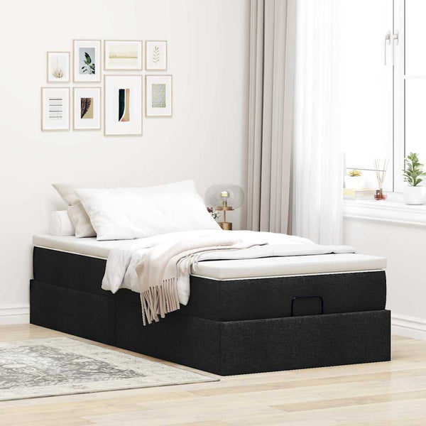 Ottoman Bett mit Matratze Schwarz 80x200 cm