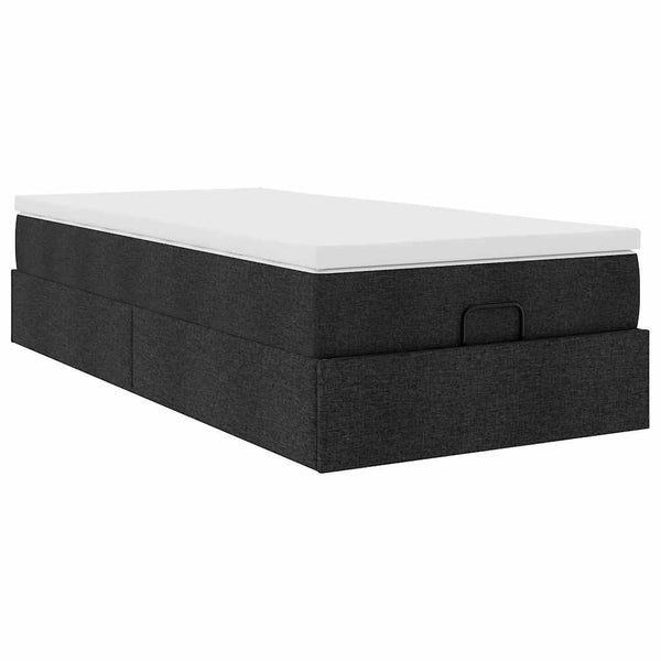 Ottoman Bett mit Matratze Schwarz 80x200 cm