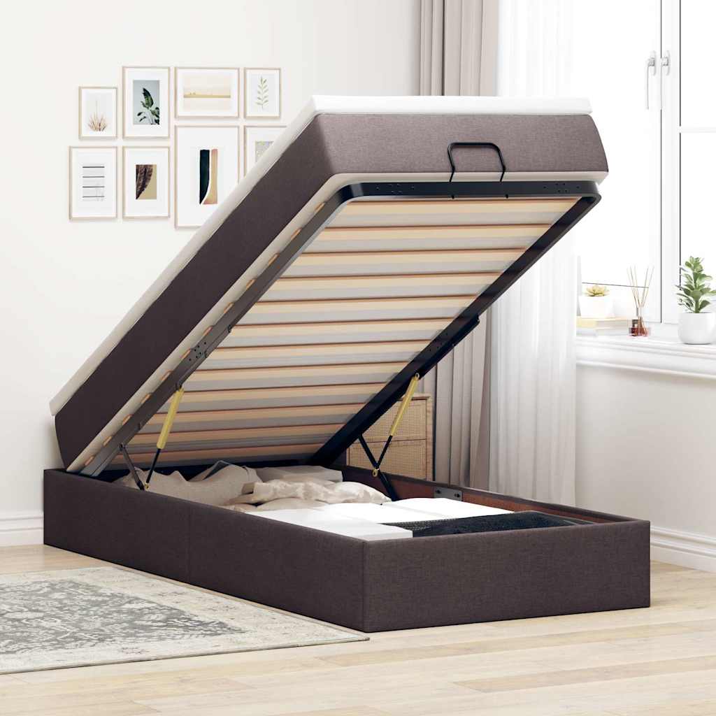 Ottoman Bett mit Matratze Dunkelbraun 80x200 cm