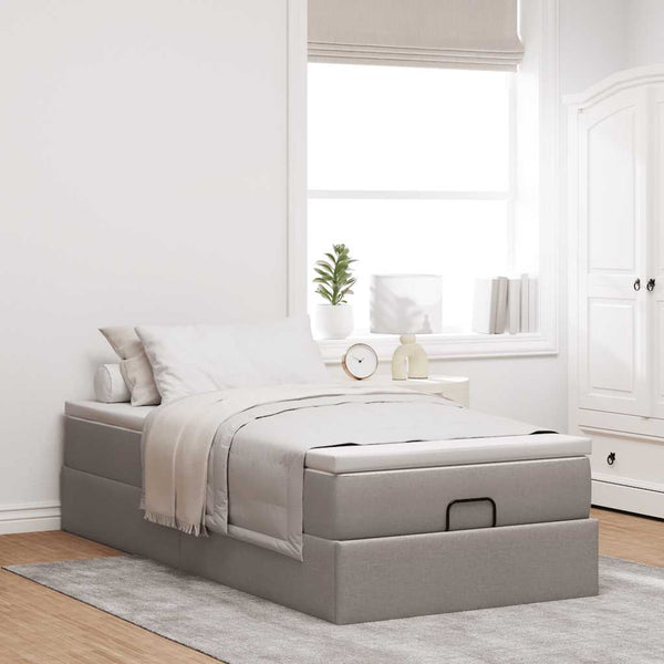 Ottoman Bett mit Matratze Taupe 80x200 cm