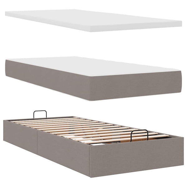Ottoman Bett mit Matratze Taupe 80x200 cm