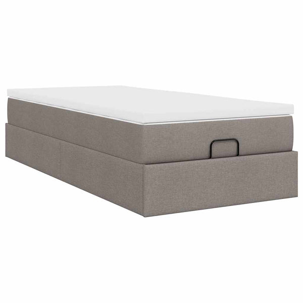 Ottoman Bett mit Matratze Taupe 80x200 cm