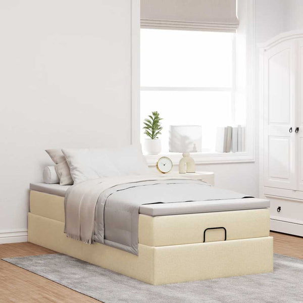 Ottoman Bett mit Matratze Creme 80x200 cm